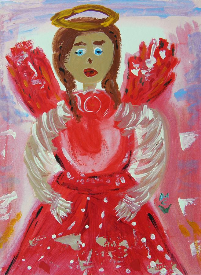 Angel in Red Painting by Mary Carol Williams