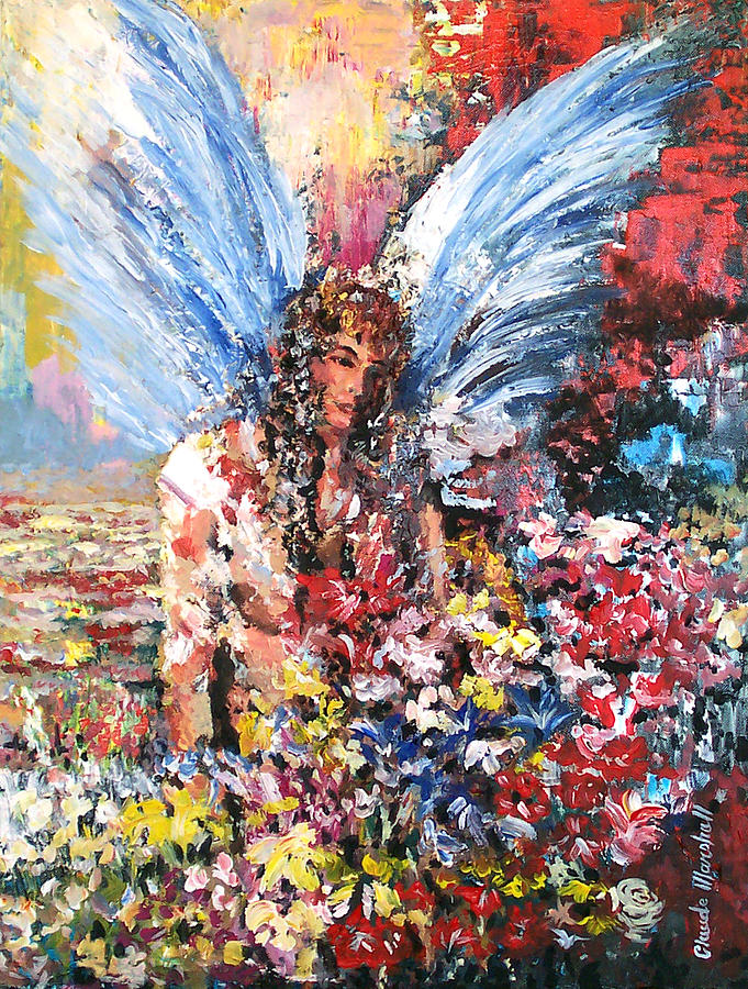 Figure Painting - Angel in the Garden by Claude Marshall