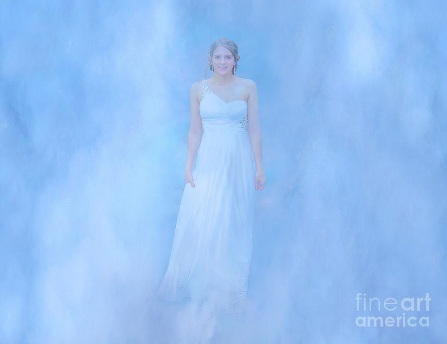 Angel in White on Blue Digital Art by Randy Steele