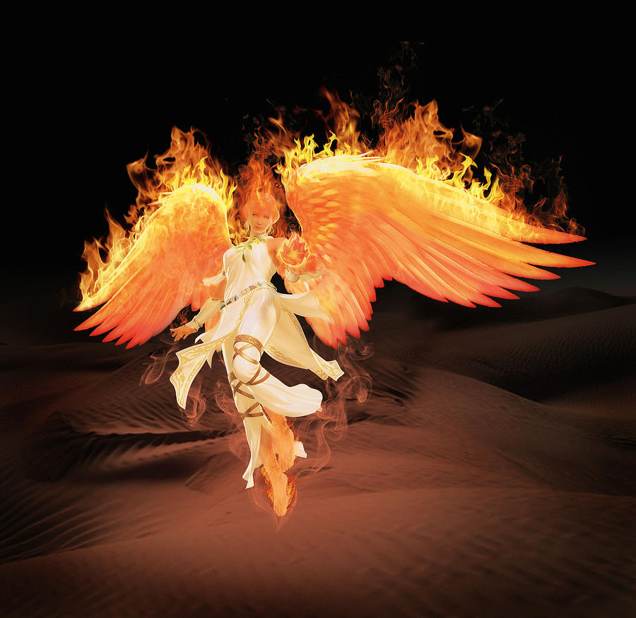 Angel Of Fire Digital Art By Barroa Artworks