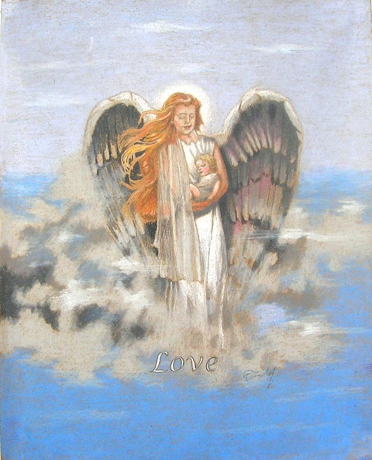 Angels Drawing - Angel of Love by Concept by Rev Kathleen L Dixon Artist Greg Crumbly