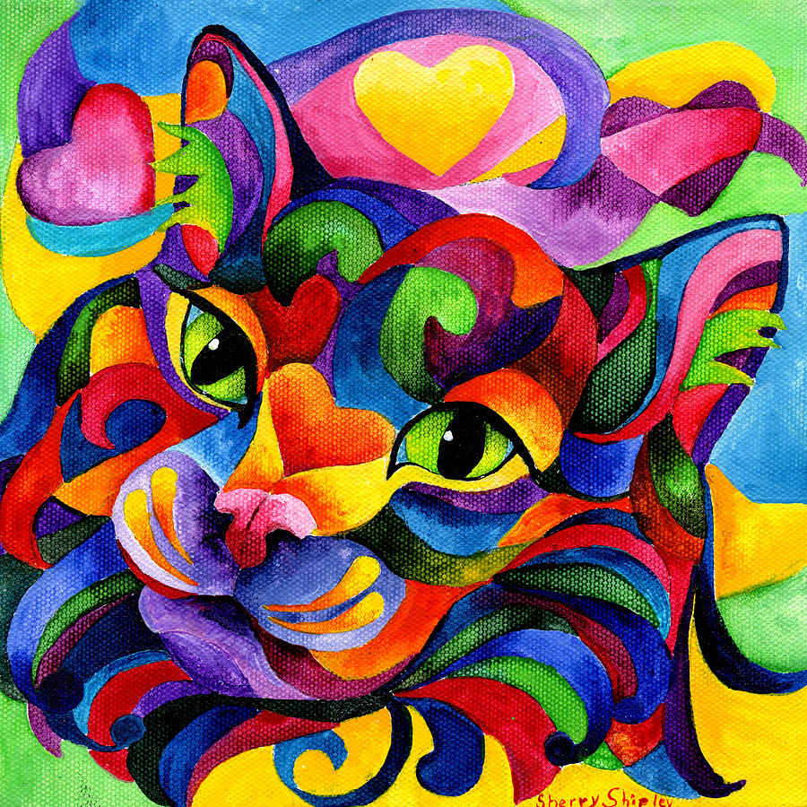 Cat Painting - Angel of My Heart by Sherry Shipley