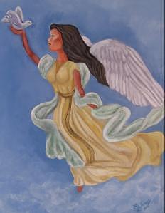 Dove Painting - Angel Of Peace by Sandra Winiasz