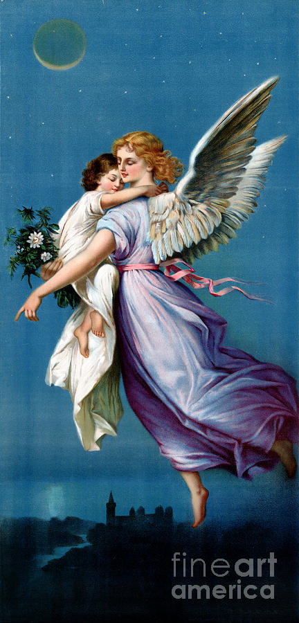 Fantasy Painting - Angel of Peace Vintage Poster Restored by Vintage Treasure