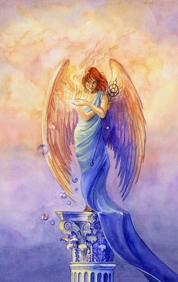 Greek Painting - Angel of Truth and Illusion by Janet Chui