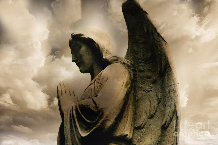 Angel Photograph - Angel Praying Spiritual Angel Art - Heavenly Angel Praying Hands by Kathy Fornal