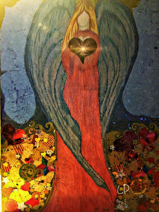 Angel sails waves of love Mixed Media by Christine Paris