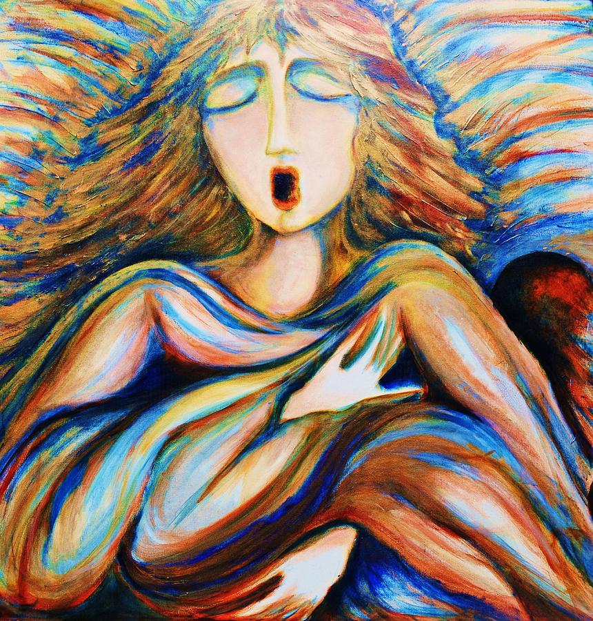 Angel Singing Painting by Rae Chichilnitsky