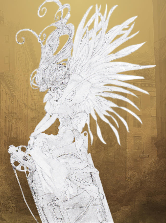 Angel Statue Drawing by Shawn Dall