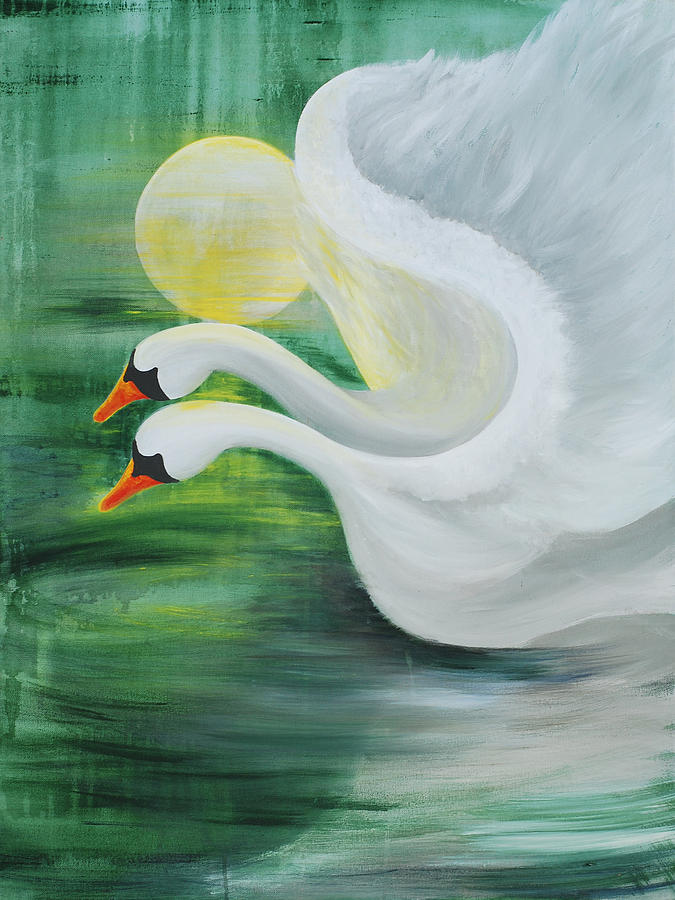 Nature Painting - Angel Swans by Catt Kyriacou