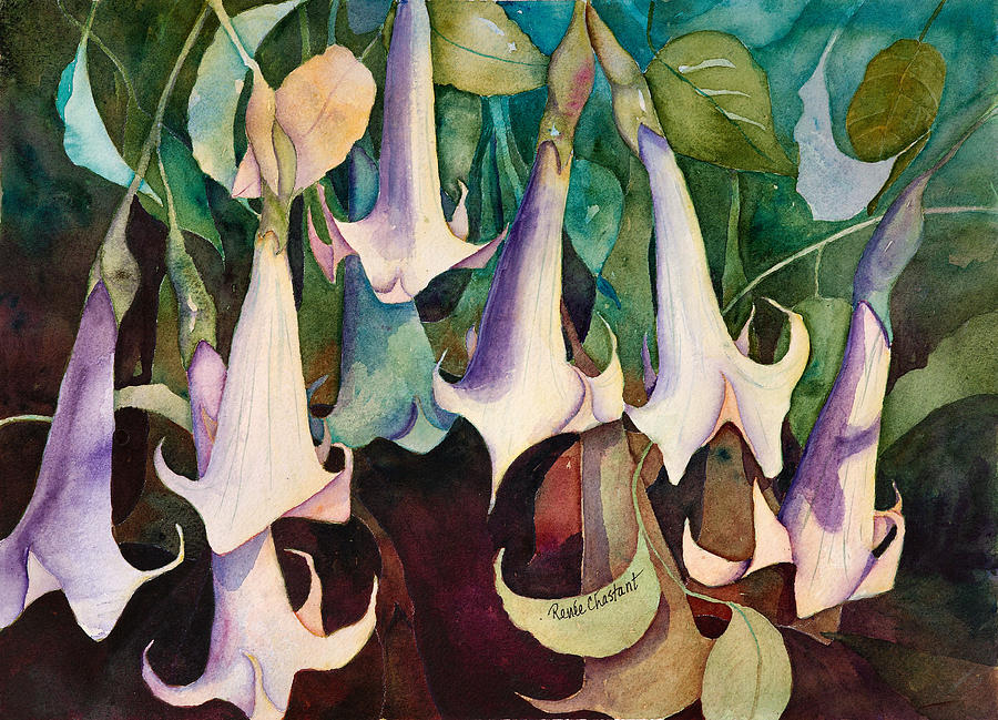 Flower Painting - Angel Trumpet Concert by Renee Chastant