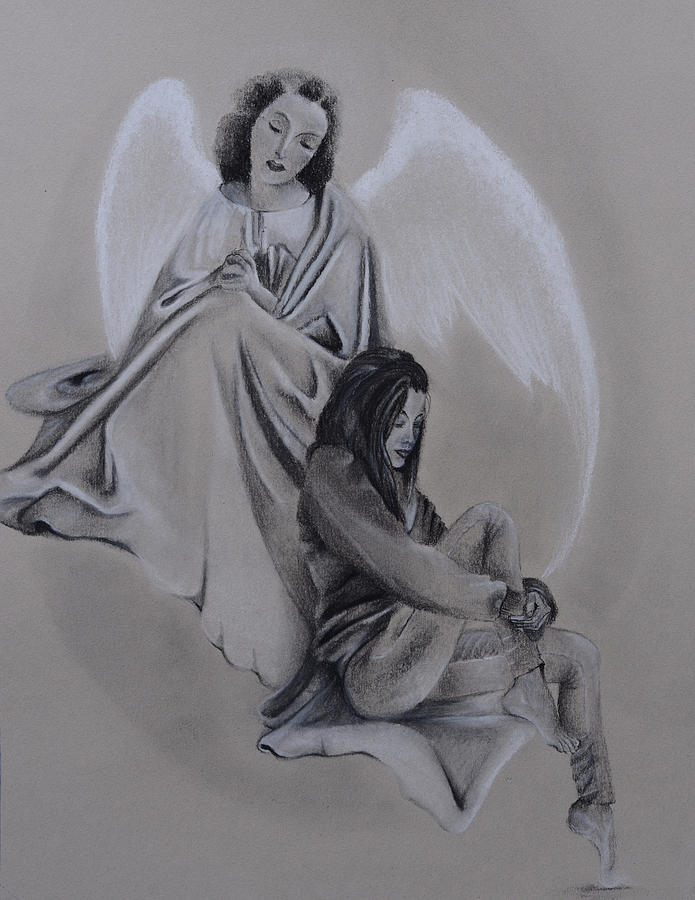 Angel Watching Over You Anna Pastel By Catt Kyriacou Fine Art America