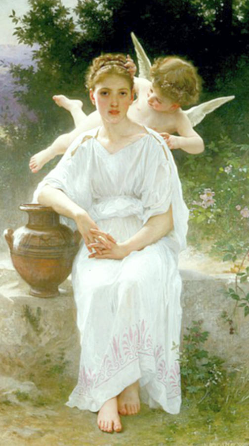 Angel Whispers - Les murmures del Amour William Mixed Media by Adolphe Bouguereau