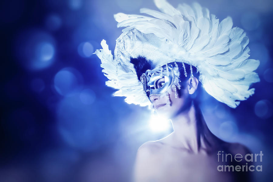 Angel Wings Venetian mask with feathers portrait Photograph by Dimitar Hristov
