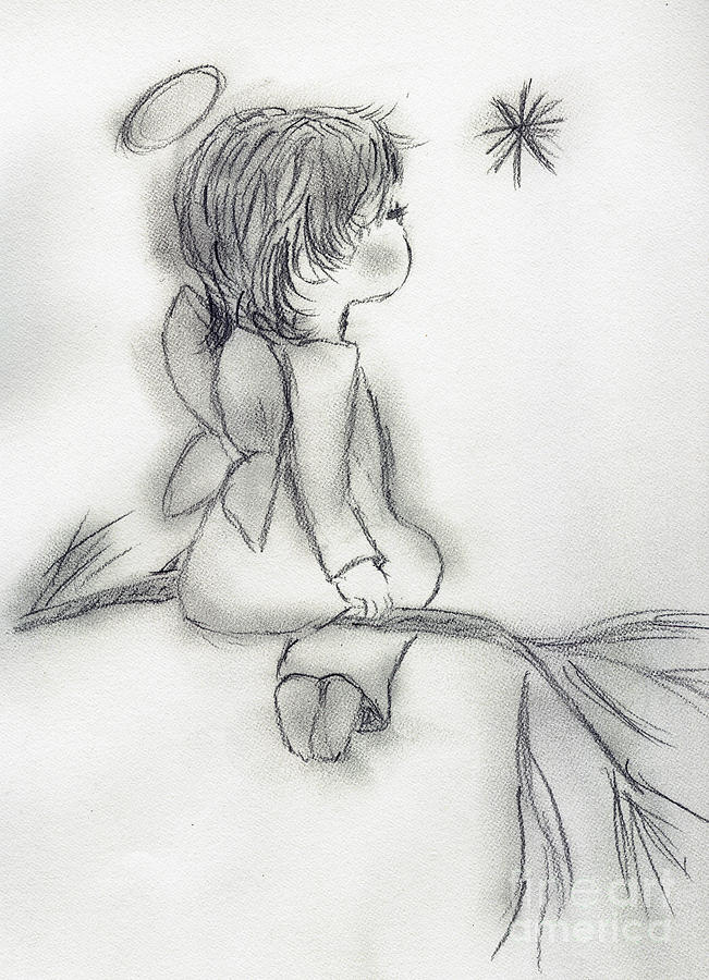 sitting angel drawing