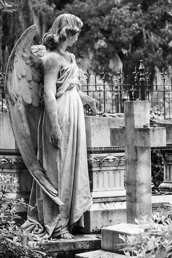 Angel With Cross Of Bonaventure Cemetery Photograph