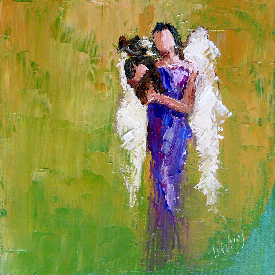 Dog Painting - Angel With Dog by Judy Mackey