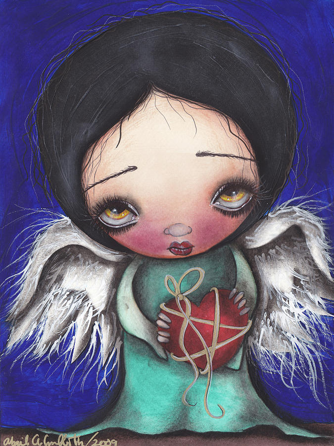 Angel with Heart Painting by Abril Andrade