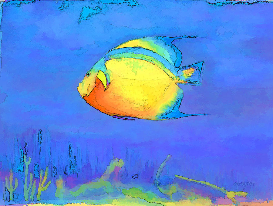 Fish Mixed Media - Angelfish by Arline Wagner