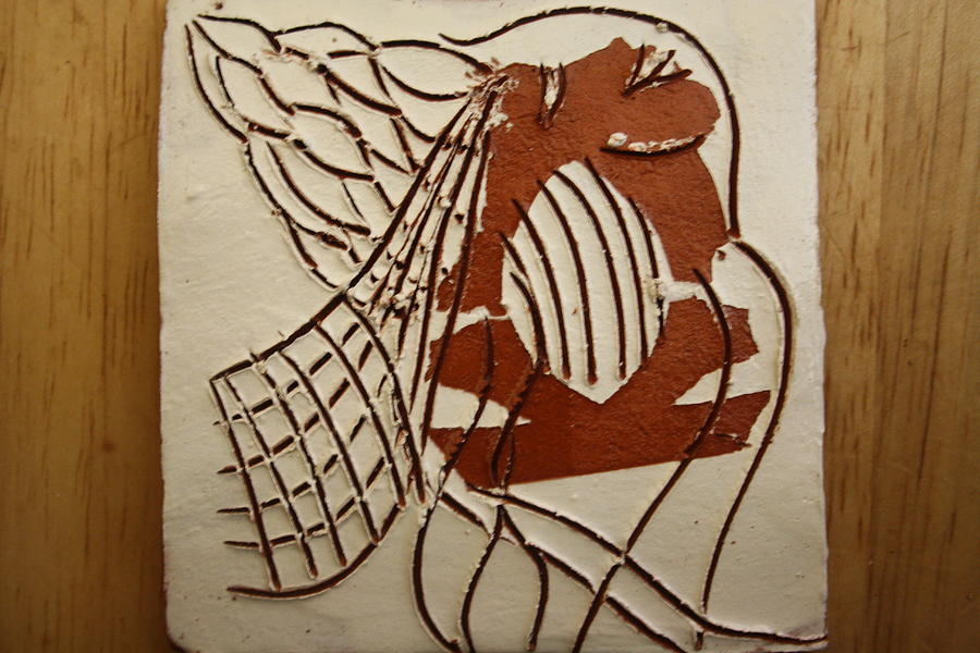 Angelica - tile Ceramic Art by Gloria Ssali