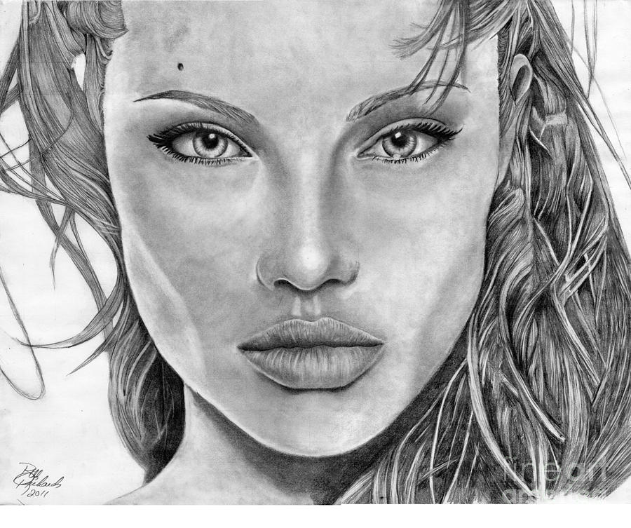 Angelina Jolie Drawing by Bill Richards