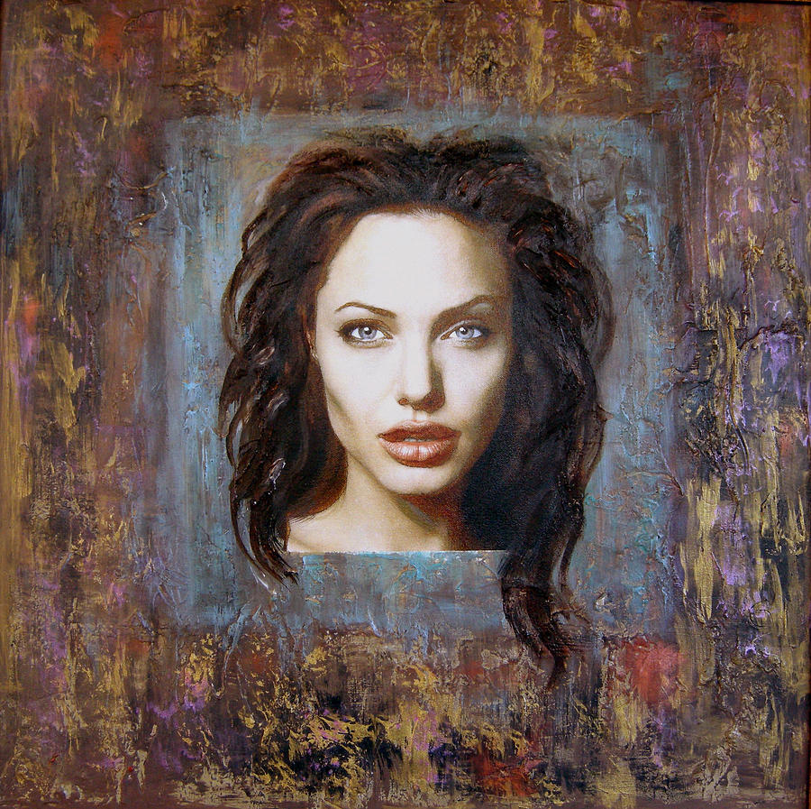Portrait Painting - Angelina Jolie by Jeannette Ulrich 