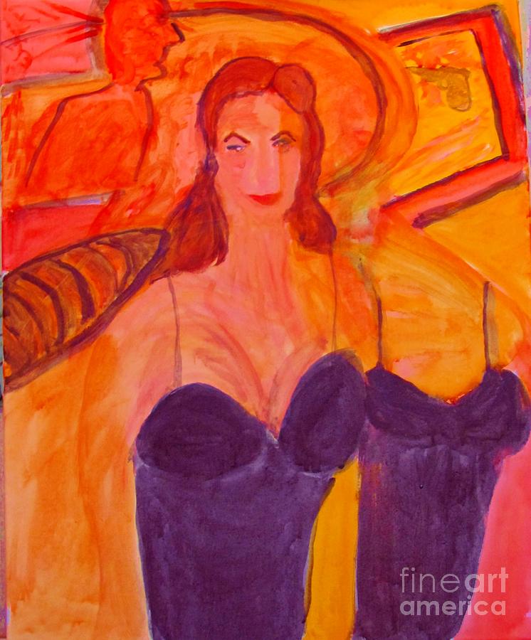 Angelina Joulie Cubistic Painting Painting by Stanley Morganstein