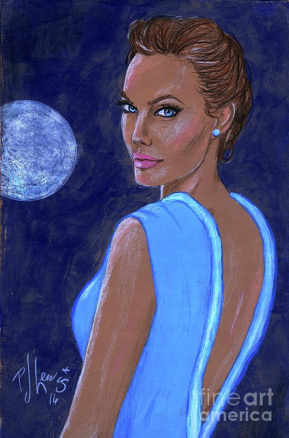 Angelina Jolie Painting - Angelinas Blue Moon by PJ Lewis