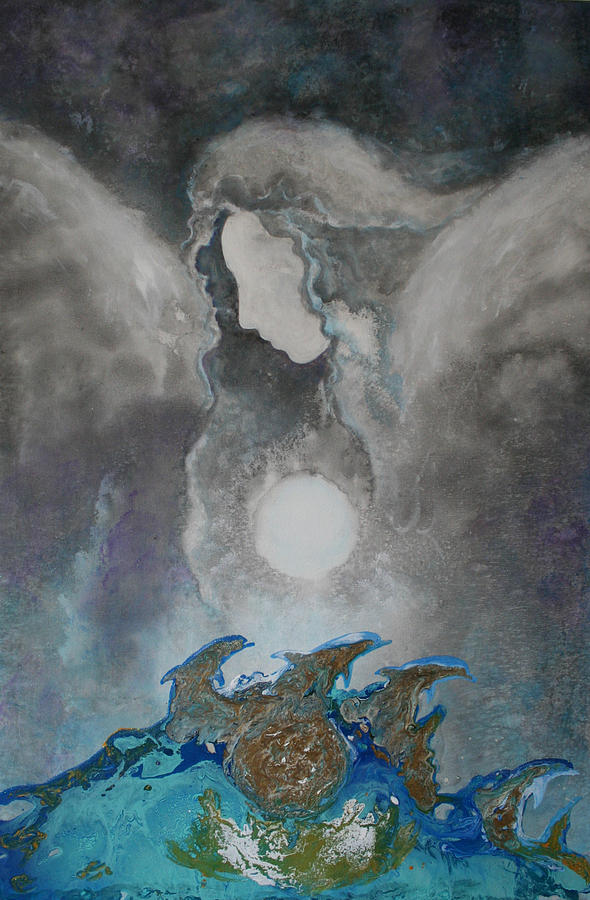 Nature Painting - Angels And Dolphins Healing Sanctuary by Alma Yamazaki