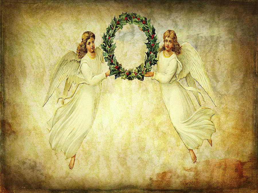 Winter Digital Art - Angels Christmas Card or Print by Bellesouth Studio