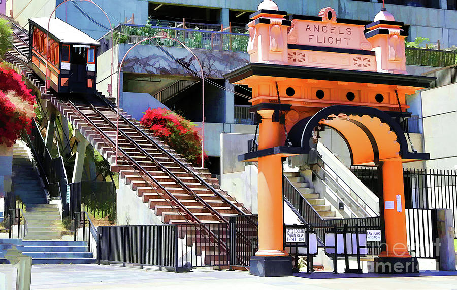 Angels Flight Los Angeles Color Downtown  Photograph by Chuck Kuhn
