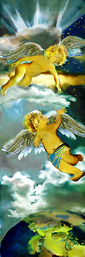 Heaven Painting - Angels in heaven by Anne Weirich