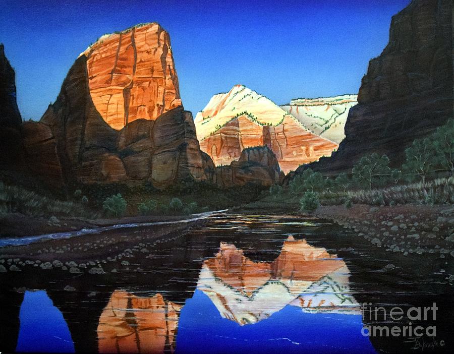 Zion National Park Painting - Angels Landing ZION by Jerry Bokowski
