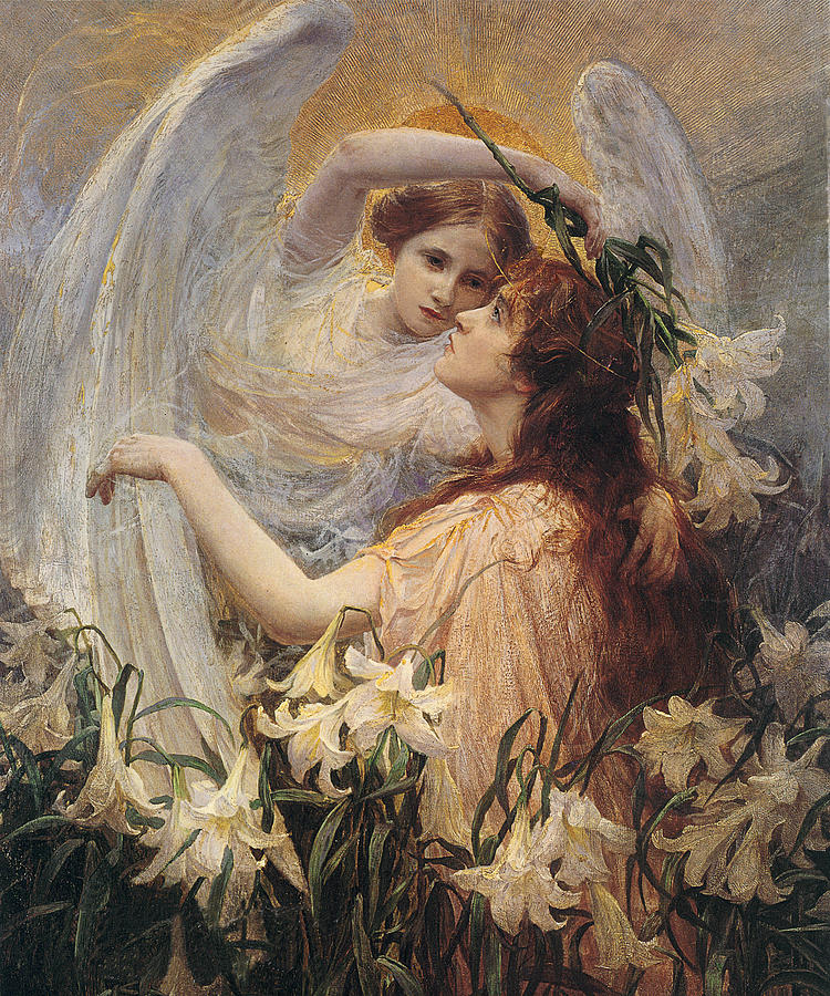 Lily Painting - Angels Message by George Hillyard Swinstead