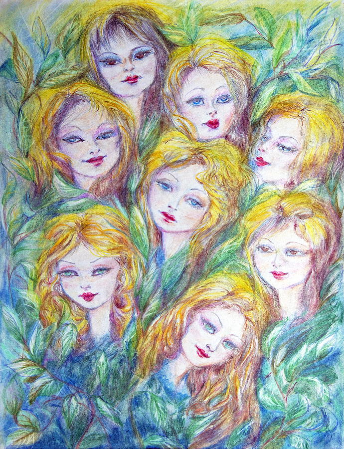 Angels Tree Drawing by Yelena Rubin
