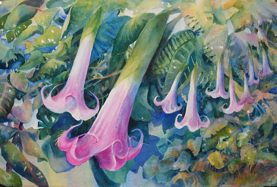 Angels Trumpets I Painting by Marilyn Young
