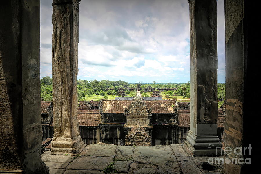 Buddha Photograph - Angkor Courtyard Cambodia  by Chuck Kuhn