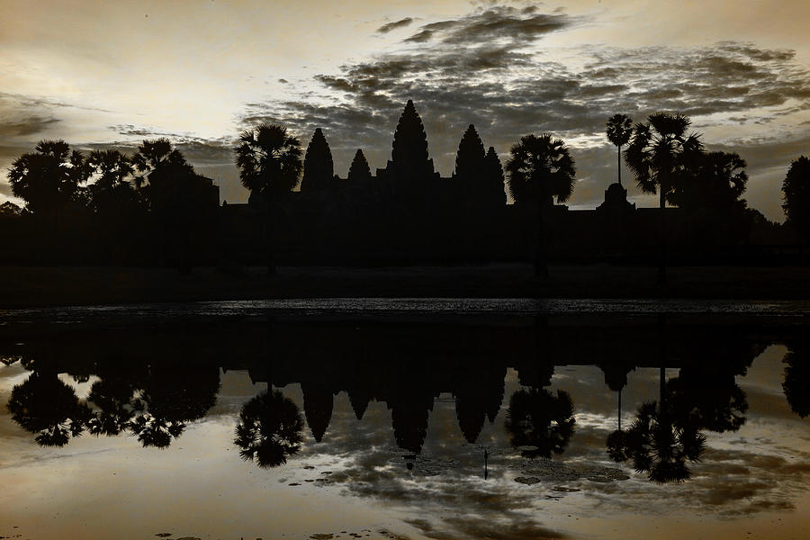 Angkor Dawn - Sepia Photograph by Stephen Stookey