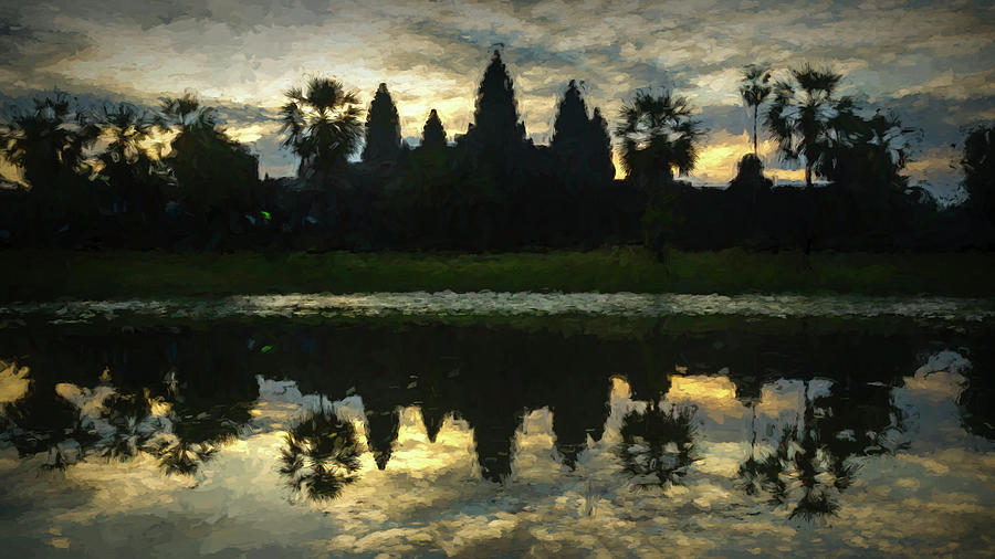 Angkor Wat Dawn - Digital Oil Photograph by Stephen Stookey