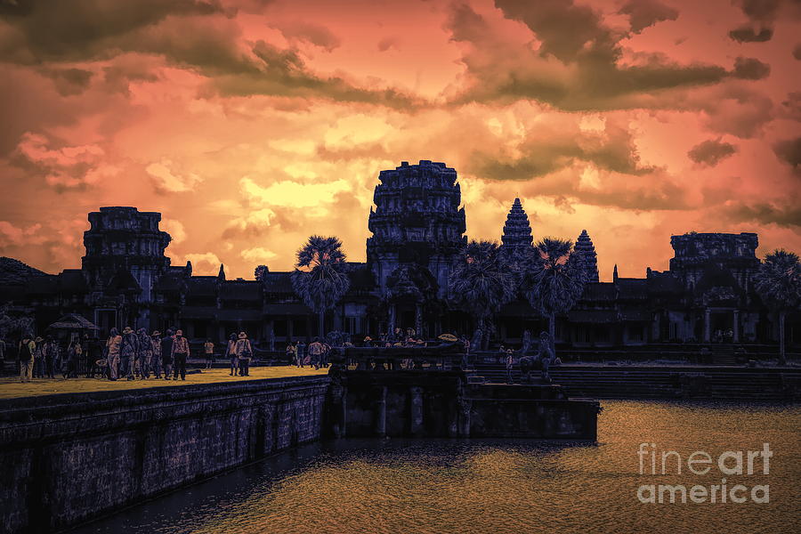 Buddha Photograph - Angkor Wat Fire Sky Cambodia  by Chuck Kuhn