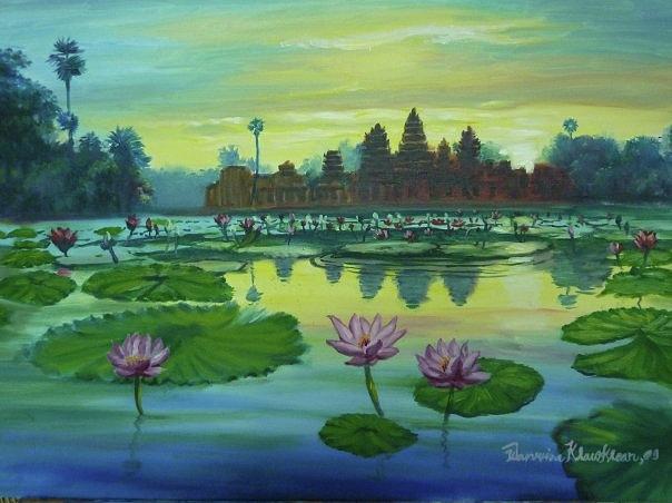 Angkor Wat Sunrise Painting by Wanvisa Klawklean