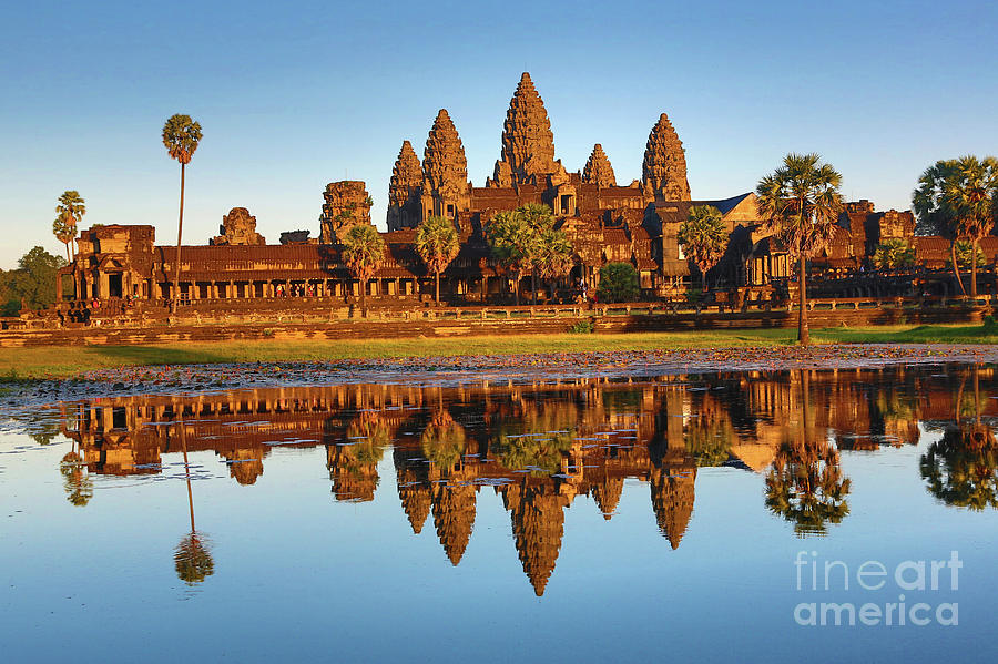 Angkor Wat Temple and reflection, Siem Reap, Cambodia Photograph by ...