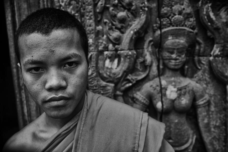 Angkor WatBuddhist Monk portrait Photograph by David Longstreath