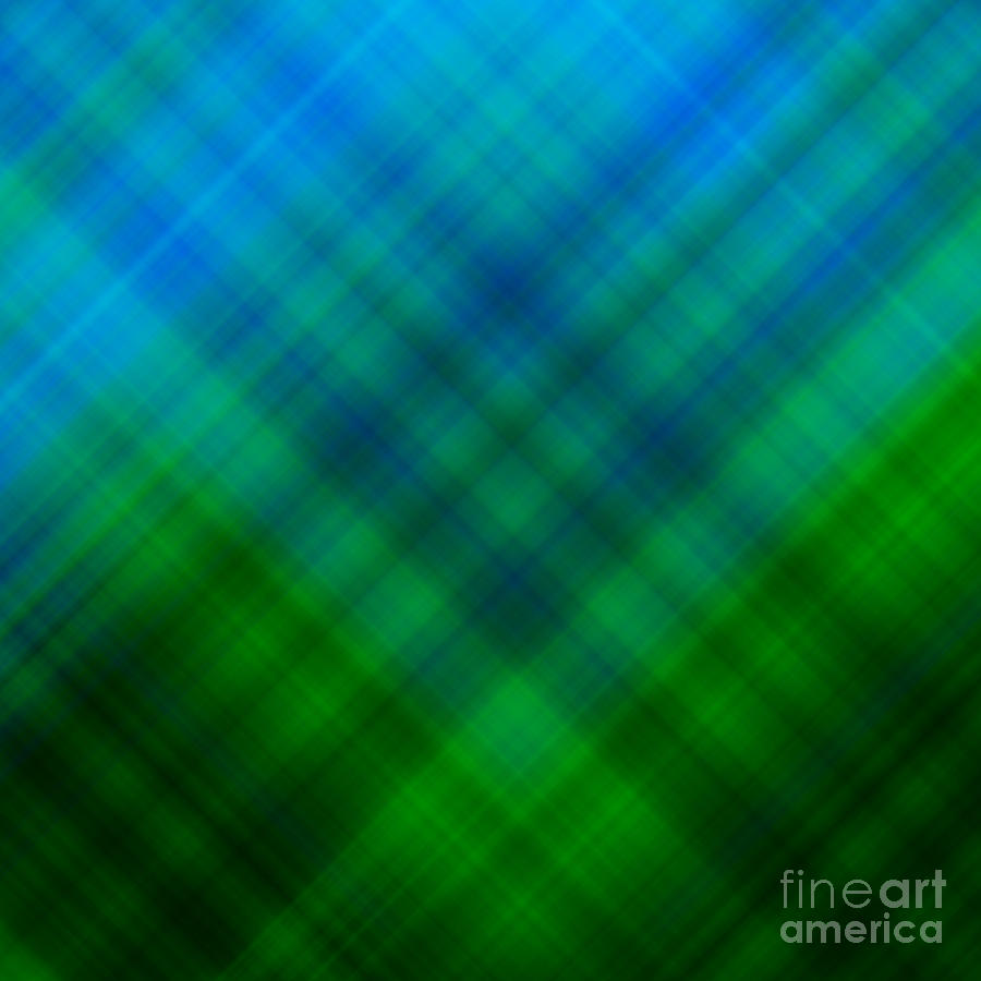 Angled Blue Green Plaid Digital Art by Susan Stevenson