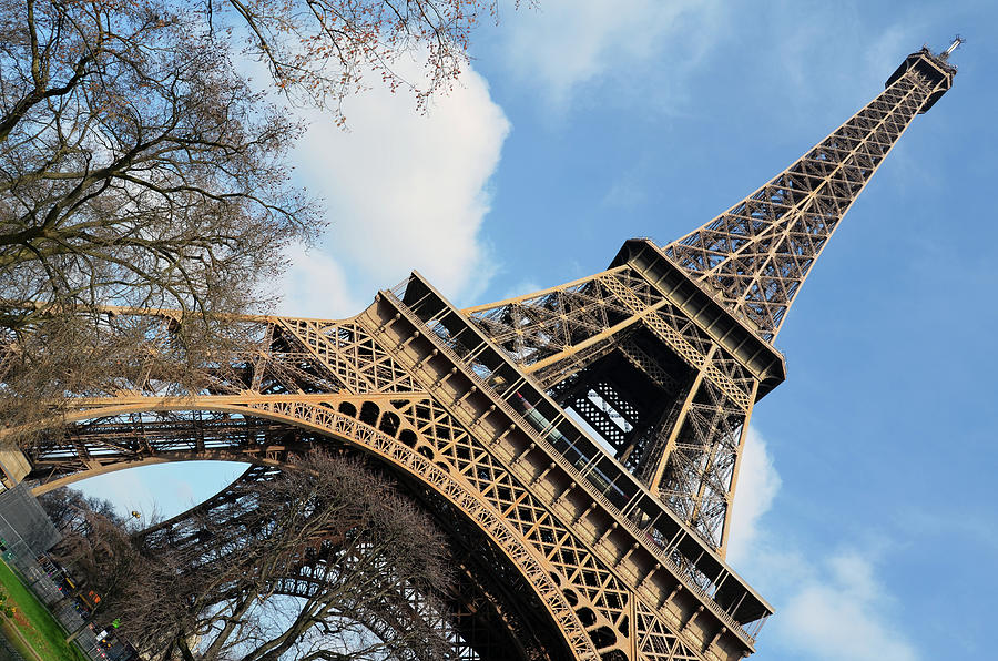 Angled Eiffel Tower from Base to Summit Sringtime Paris France Photograph by Shawn OBrien