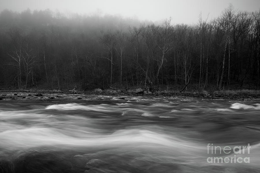 Angry Farmington - Black and White River Scenic Photograph by JG Coleman