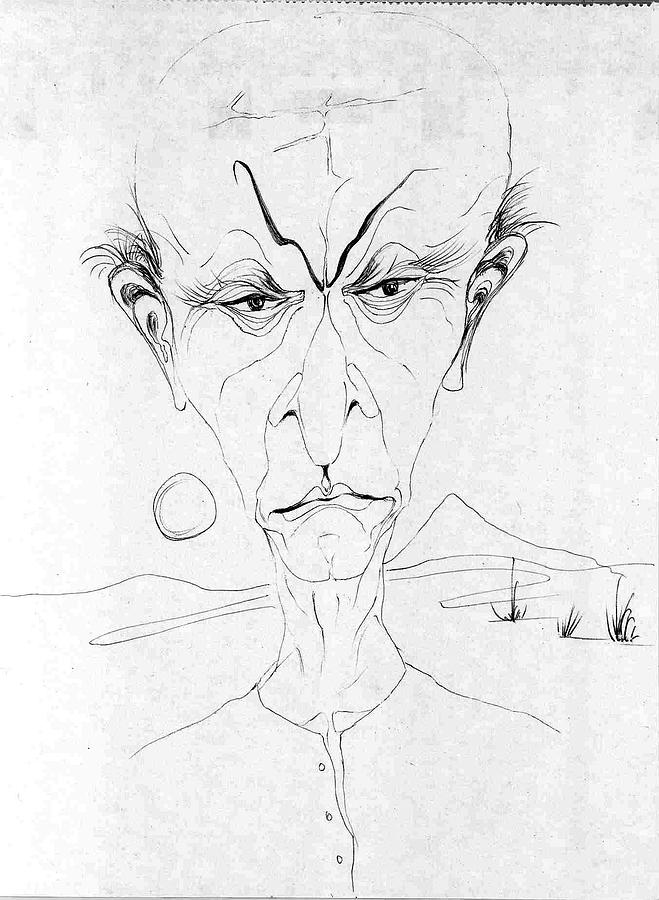 Angry old man Drawing by Padamvir Singh