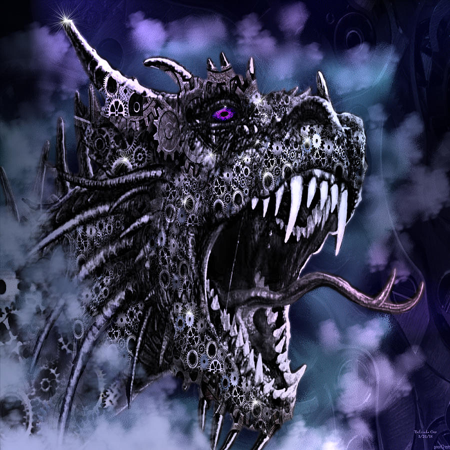Angry Steampunk Dragon Digital Art by Artful Oasis