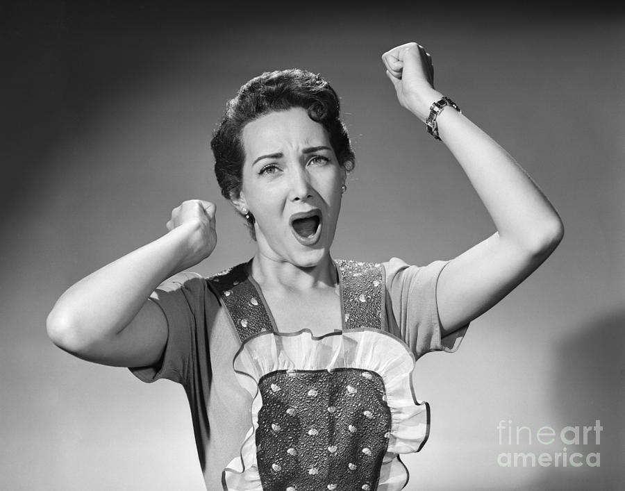 Angry Woman In Apron, C.1950s Photograph by Debrocke/ClassicStock