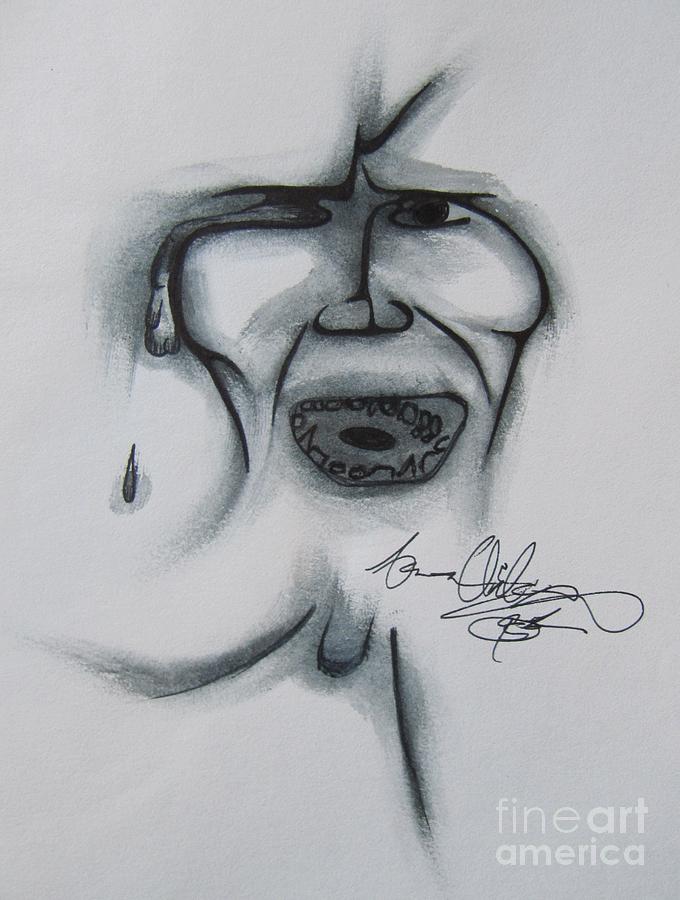 Anguish Drawing By ron Wilcox